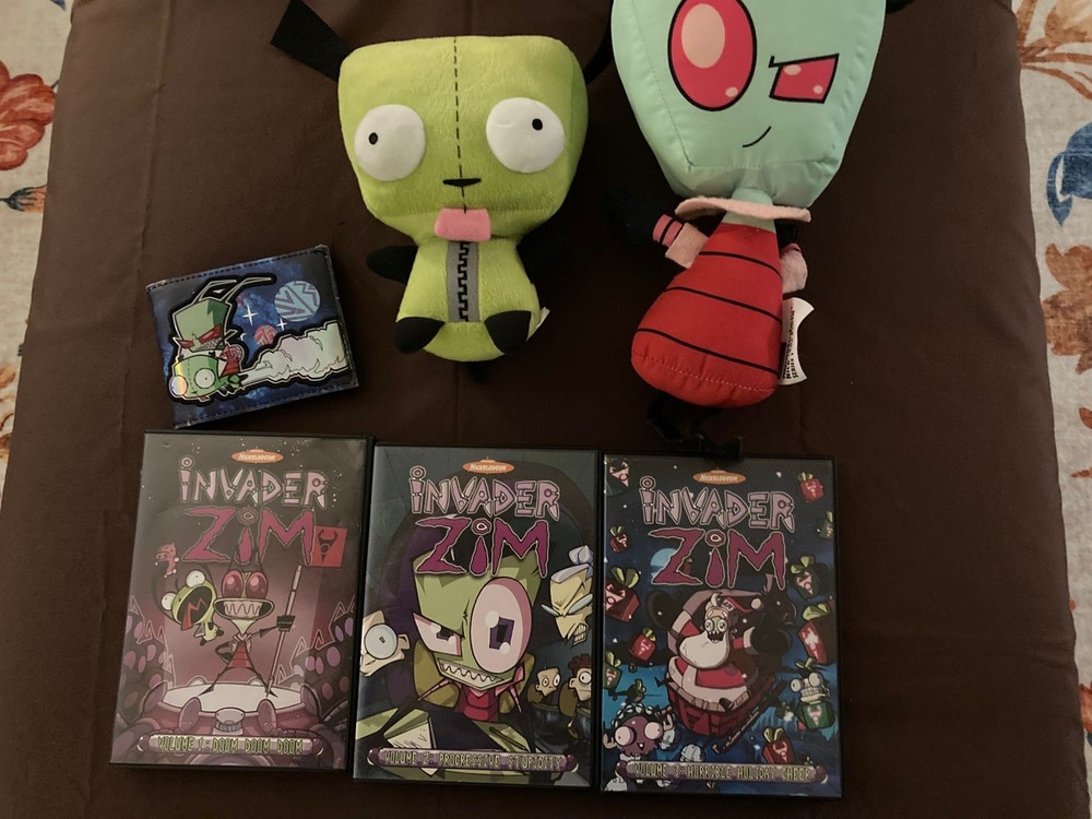 INVADER ZIM 10” Plush  & GIR plush Nickelodeon Viacom, DVD set - VINTAGE