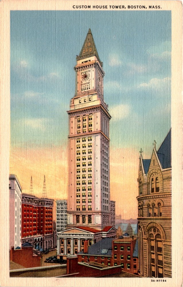 CUSTOM HOUSE TOWER, BOSTON, MASS, UNITED ART CO., U.S. CUSTOM HOUSE Postcard