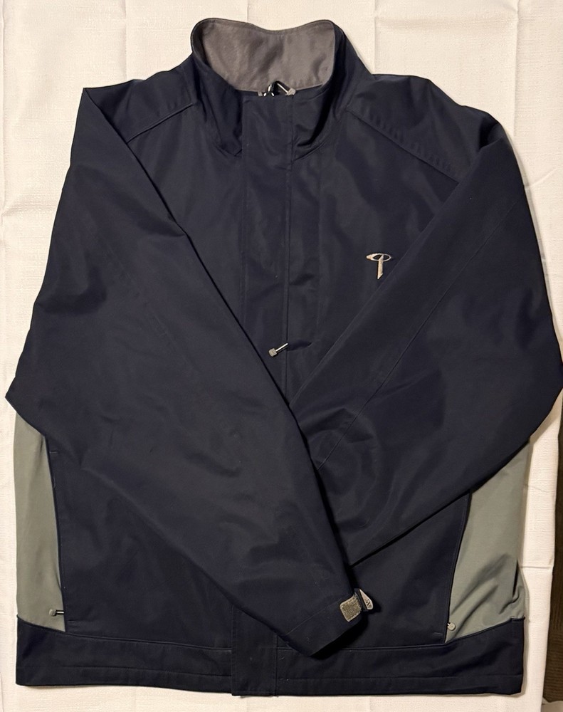 Cutter & Buck Men's XXL Navy Gray Windbreaker Jacket Full Zip Logo Accents