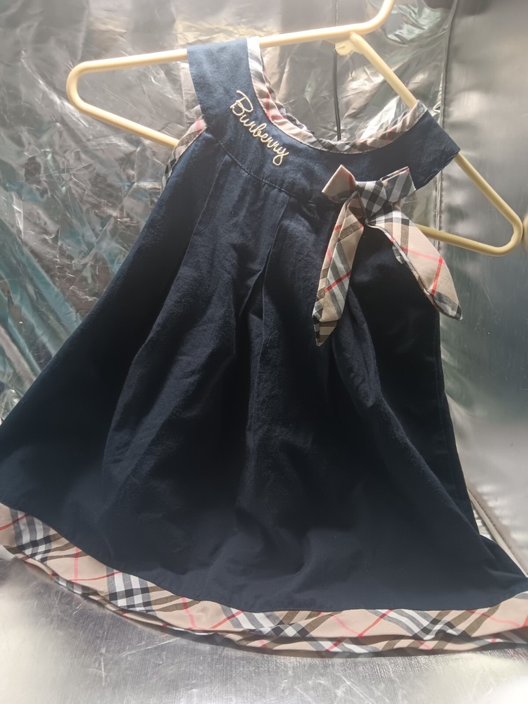 Burberry Girls Classic Check Sleeveless Dress, Size 122 Size 7 Black