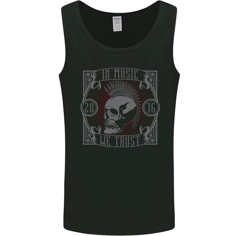 Punk Rock In Music We Trust Skull Mens Vest Tank Top