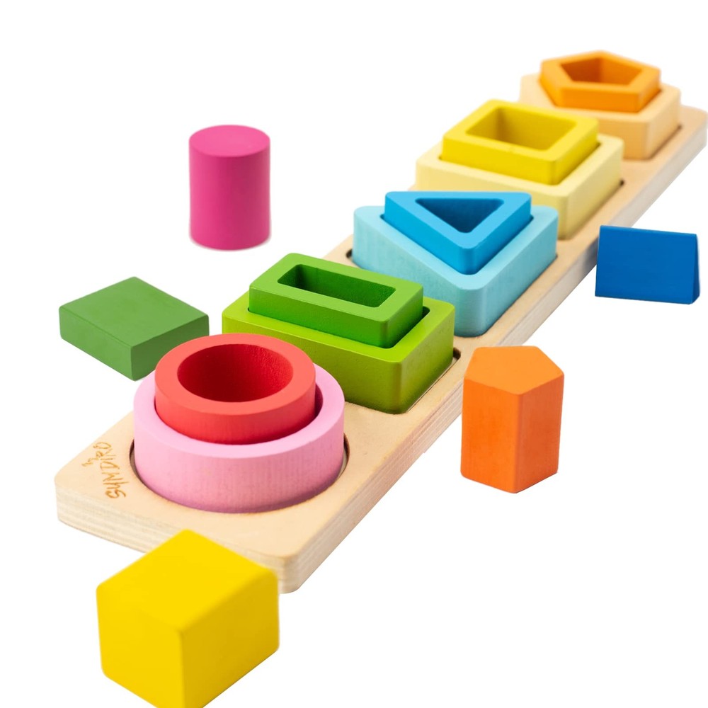 Montessori Wooden Sorting Stacking Toys for Toddlers 1 2 3 Years Old Boys Girls