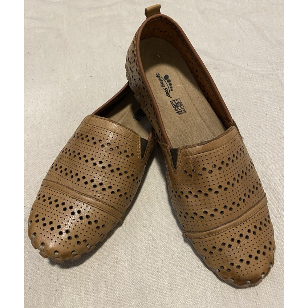 Spring Step Womens Fredia Loafers US 9 EU 40 Brown Leather Slip On Moccasin Shoe