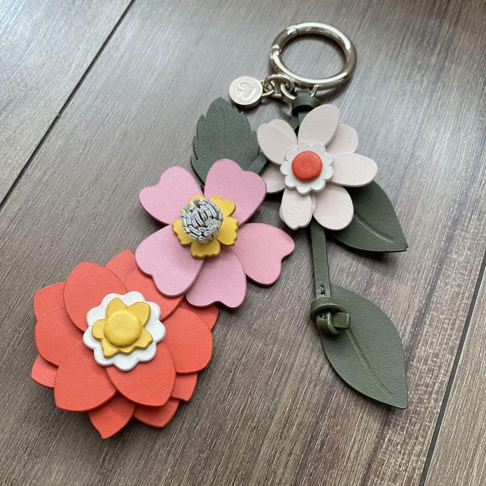 Kate Spade Multicolor Flower Leather Keychain Charm Japan RIN