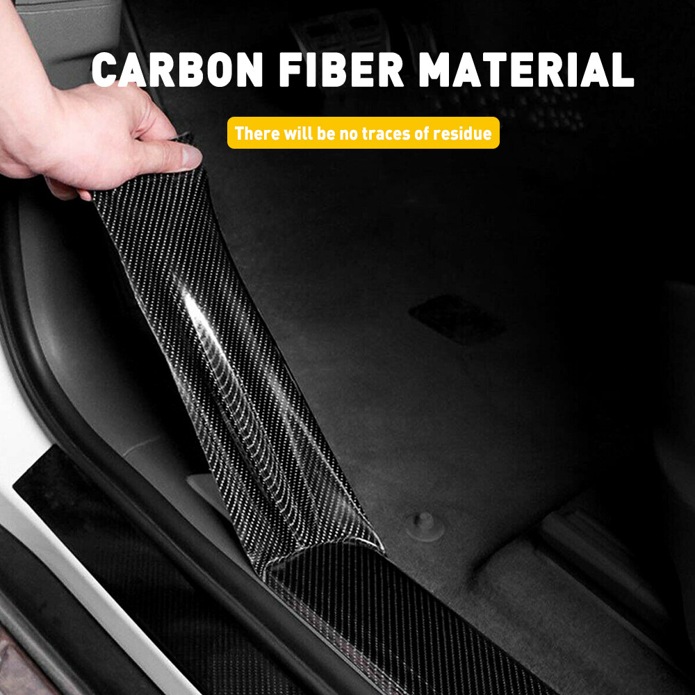 Carbon Fiber Protector Sticker Sill Scuff Cover Strip For Car Door Body Bumpers