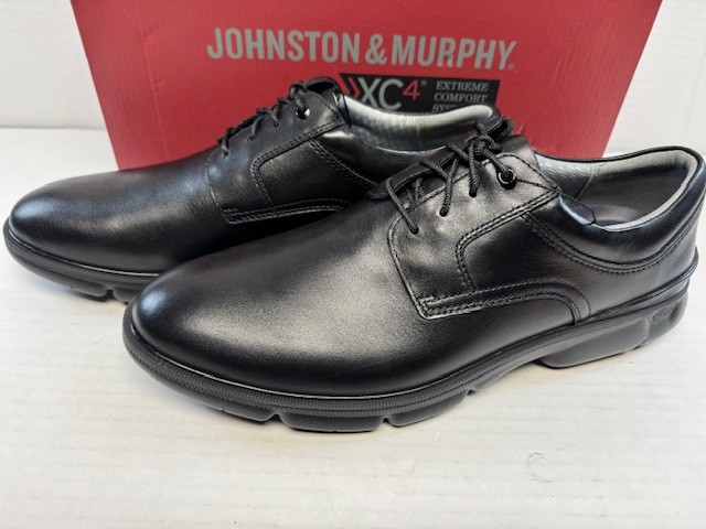 Johnston & Murphy XC4 Tanner Plain Toe Dress Casual Shoe, Black Full Grain, 12 M