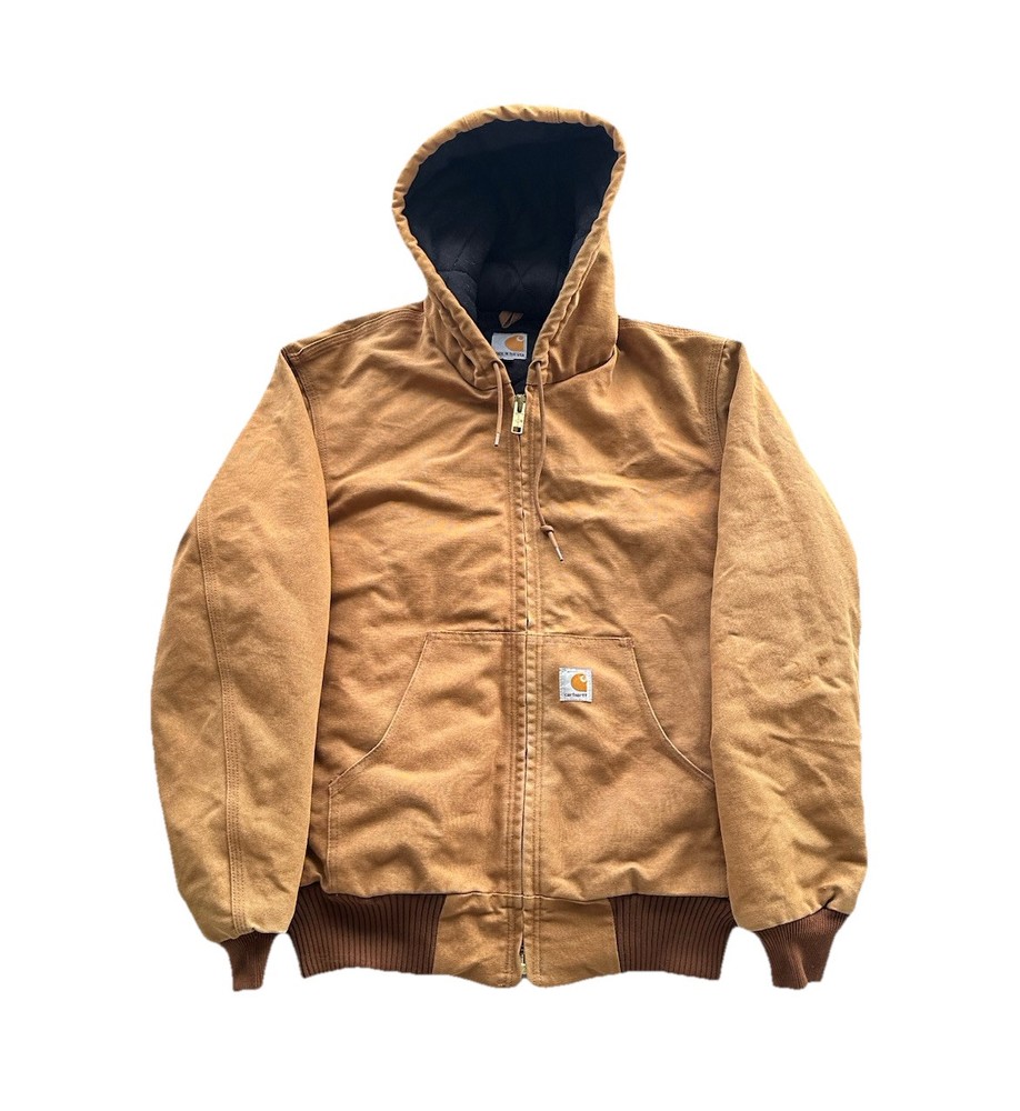 Vintage Carhartt Hooded Jacket Small Brown Tan Faded Distressed Union Made