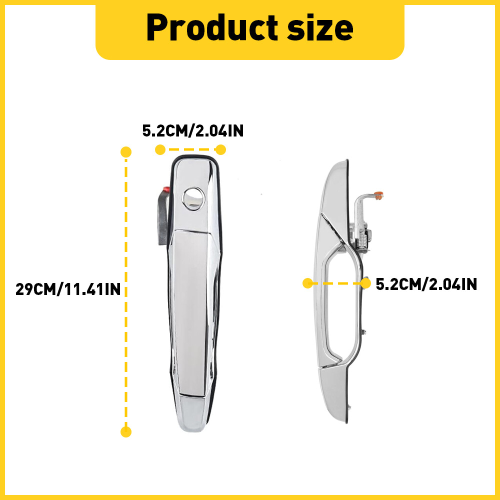 2pcs Chrome Door Handle RH Side Left+Right Rear LH for 45486 Chevy GMC Outside