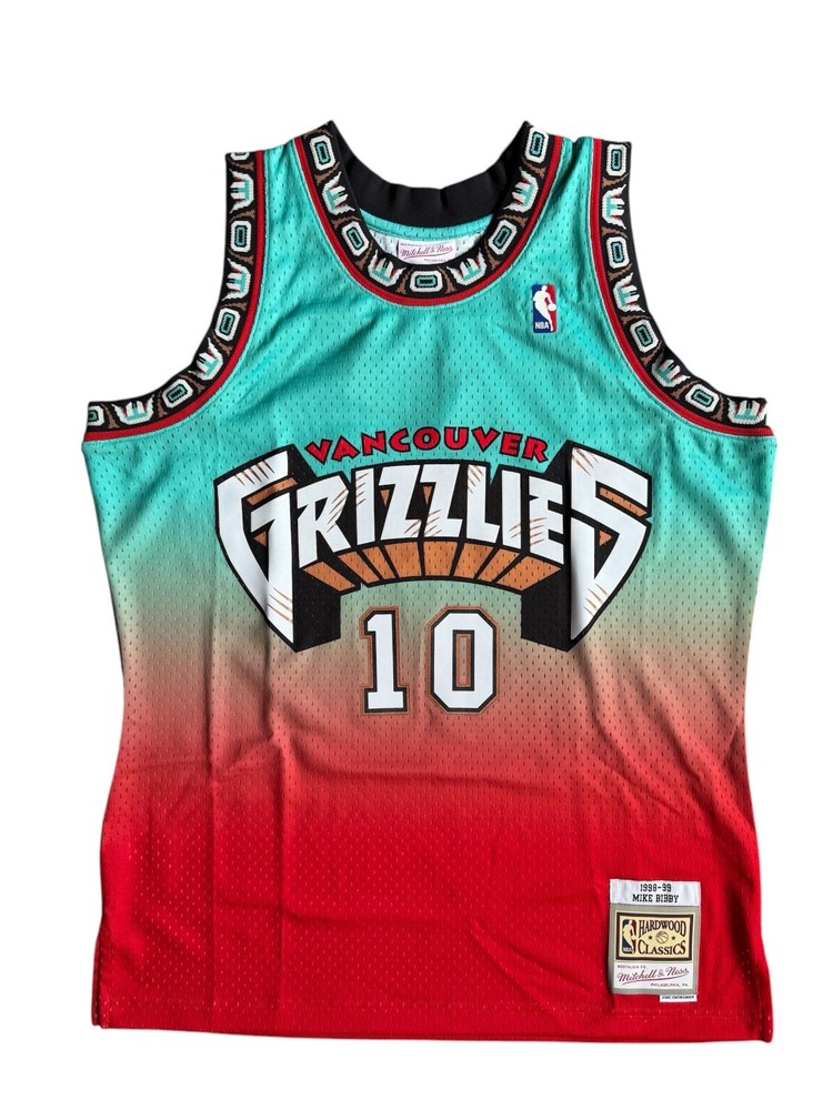 Mitchell & Ness 98-99 Mike Bibby Mens M-XL Vancouver Grizzlies Fadeaway Jersey