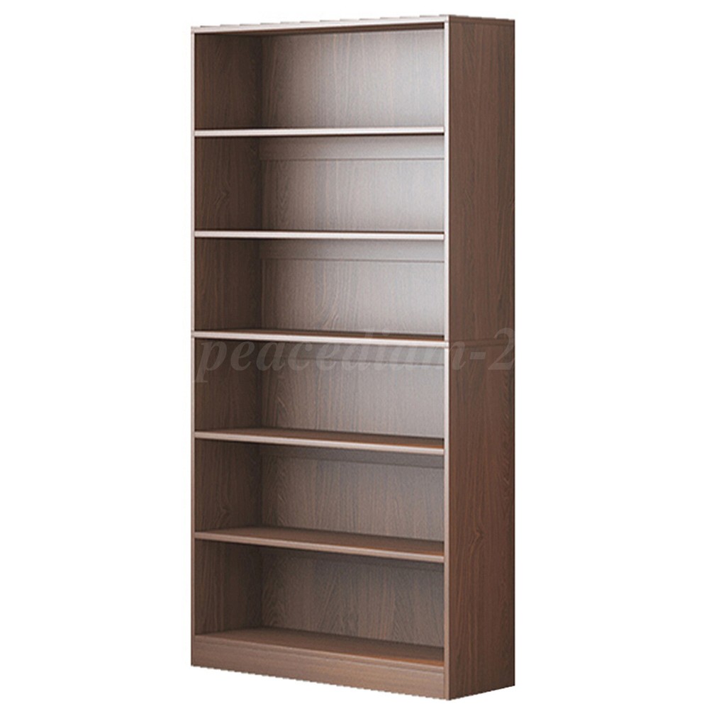 71-Inch Adjustable 6-Shelf Wood Bookcase for Wide Books and Storage