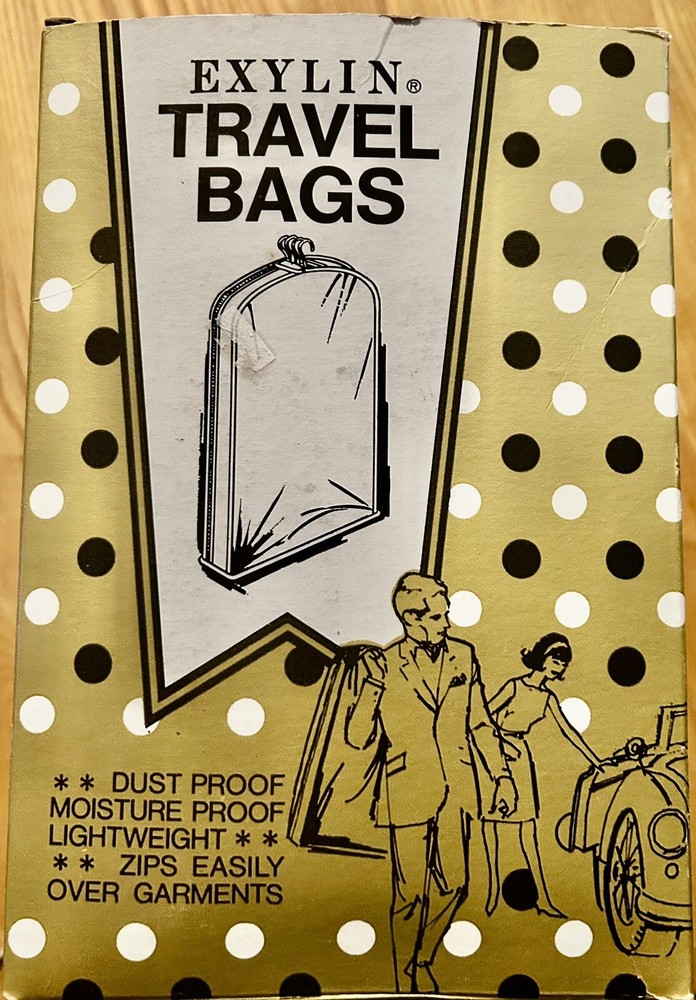 VTG Navy Blue Exylin Suit Dress Travel Garment Bag 21.5x60 NOS Storage Cover
