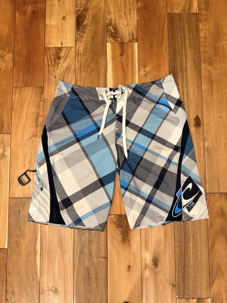 O'Neill Lopez freak Men's Board Shorts Swim Trunks, Size 34, White, Blue, Black