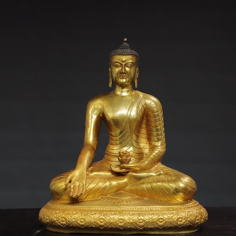8.3-inch antique Tibetan Buddhism bronze gilt Dipamkara Buddha statue from China