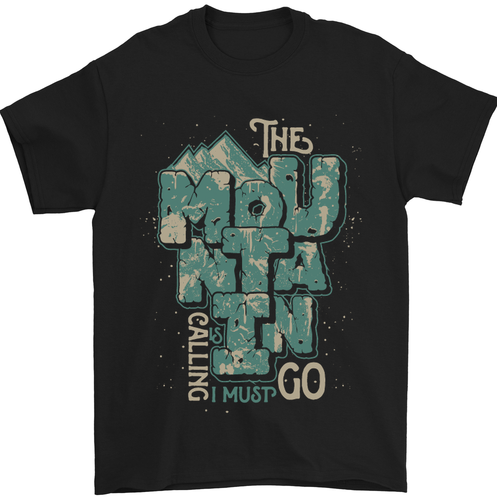 The Mountain Is Calling Hiking Trekking Mens T-Shirt 100% Cotton