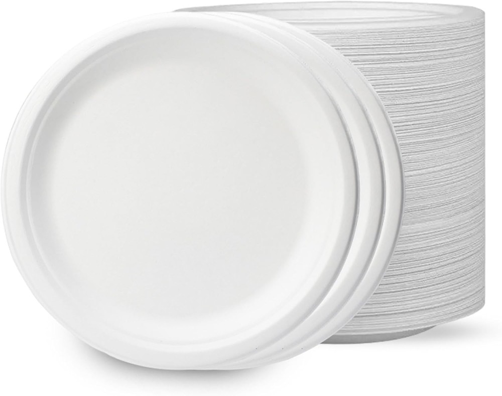 Biodegradable Bagasse Paper Plates 7 9 10 Inch Rigid Disposable Party Plates