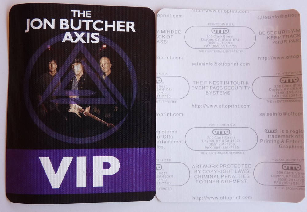 Jon Butcher Axis Concert Tour Purple VIP Backstage Pass D21