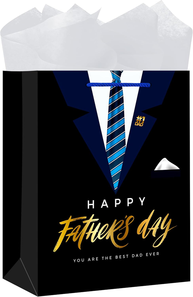 Fathers Day Gift Bag 13 Inch Large with Tissue Paper Happy Dad-image