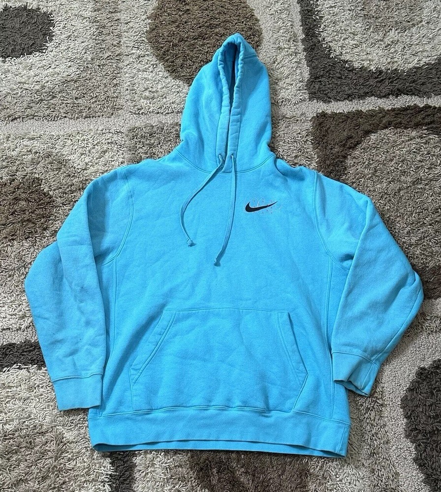Nike Sportswear Men's Graphic Pullover Hoodie Club Fleece Sweatshirt Blue Large