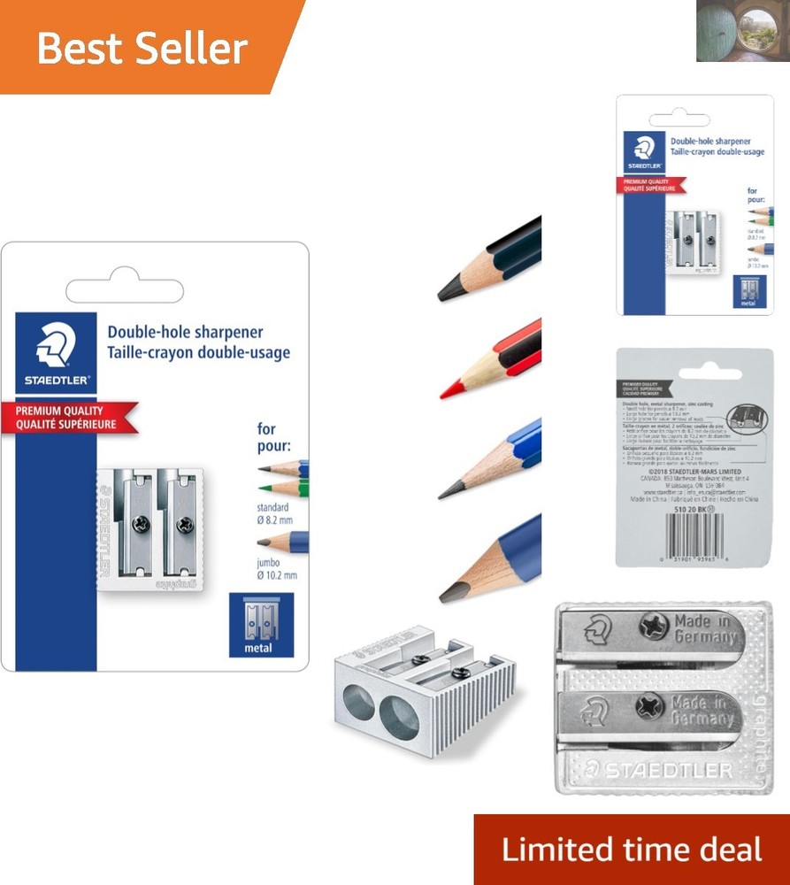 Durable Metal Pencil Sharpener with Dual Holes - Perfect for Artists & Students