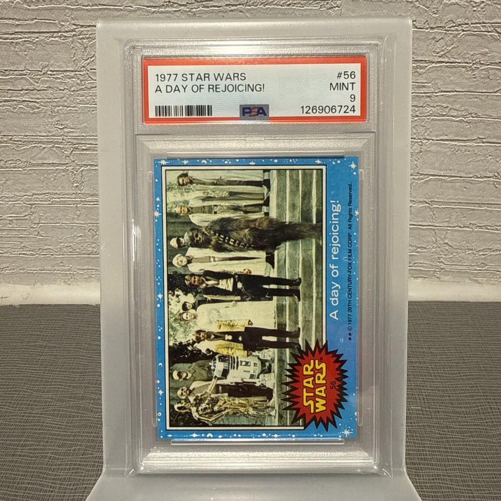 1977 Star Wars Blue Card A Day Of Rejoicing! #56 PSA 9 Series 1