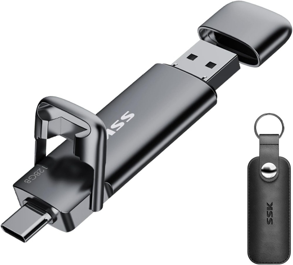 SSK 128GB USB C Drive Up to 550MB/s, Fast USB-Stick Dual Drive Type-c +A USB3.2