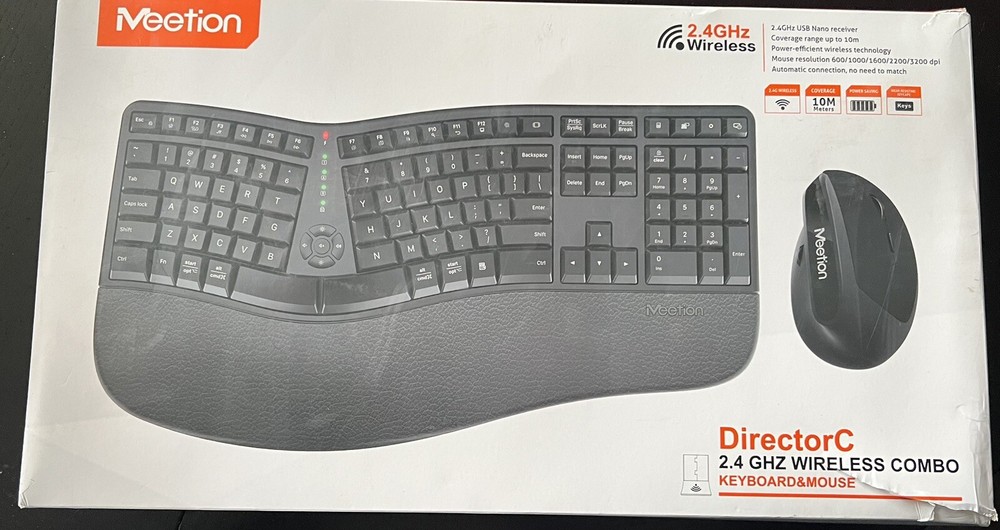 MEETION Ergonomic Wireless Keyboard and Mouse, Ergo Keyboard with Vertical Mo...