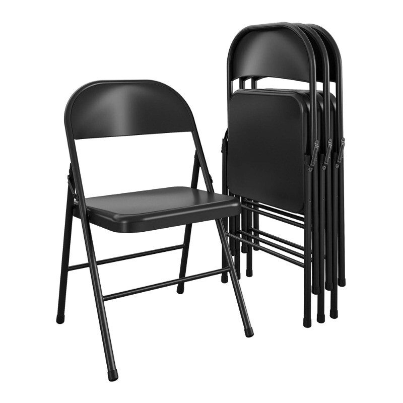 4-Pack Mainstays Double Braced Black All-Steel Metal Folding Chair