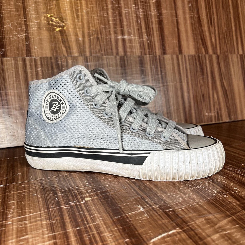 PF Flyers Shoes Womens Size 8 Gray Mesh High Top Athletic Sneakers PM130H2J