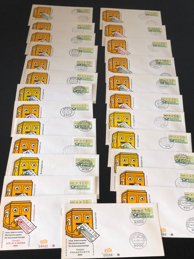 25 x GERMANY FRAMA LABELS  FDC  COLLECTION    SEE SCAN    (K1/40)