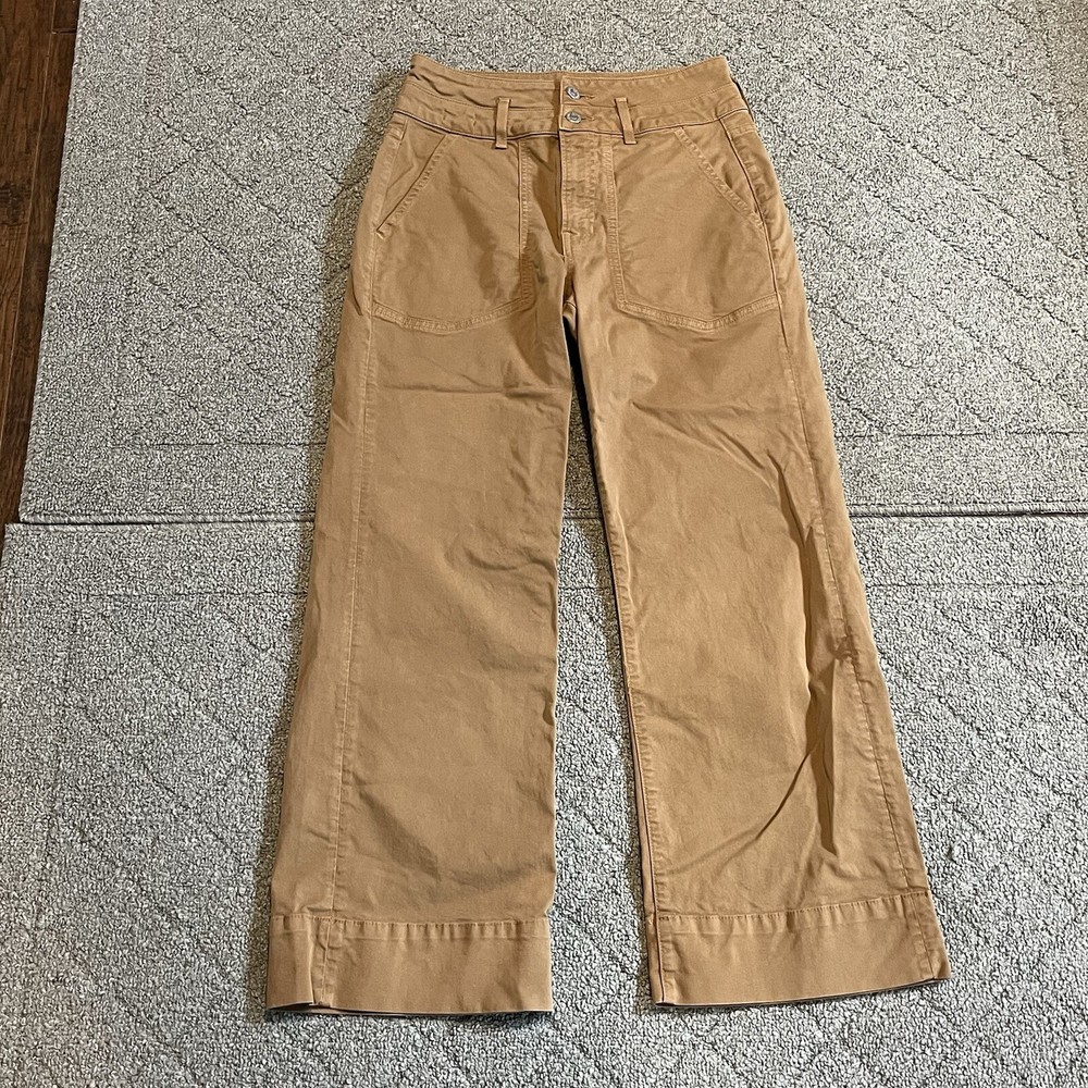 Veronica Beard Crosbie Pants Womens Size 27 Beige Crop Wide Leg Pockets