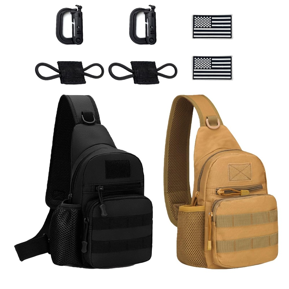 2PCS Tactical Sling Bag for Men - Military Shoulder Backpack Compact & Durable