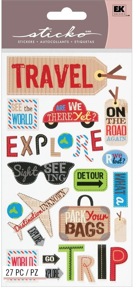 Sticko Happy Traveling Trip Vacation Stickers DIY Crafts Scrapbook Planner