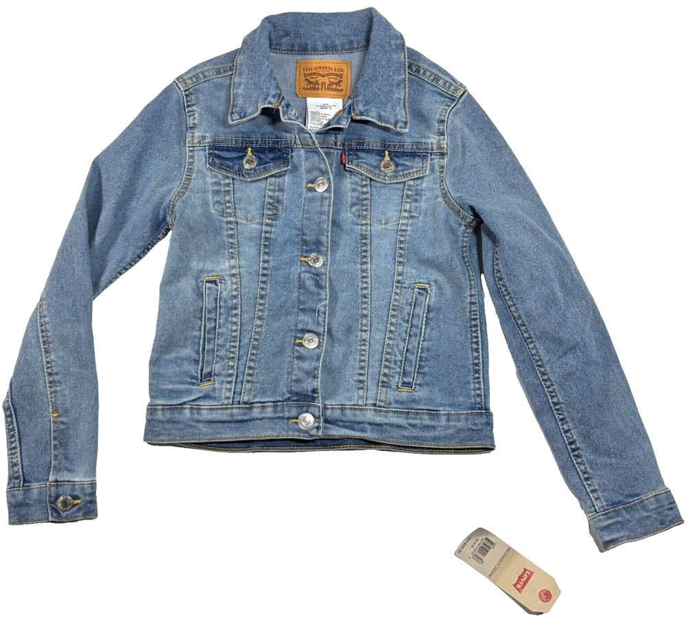 NWT Levis Strauss Jean Jacket Light Wash Button Denim Trucker 10-12 yrs Medium