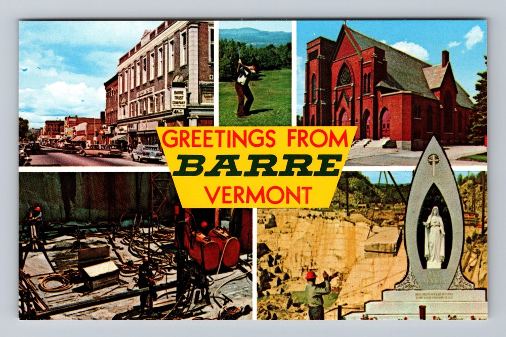 Barre VT-Vermont, General Banner Greetings, Landmarks, Vintage Postcard