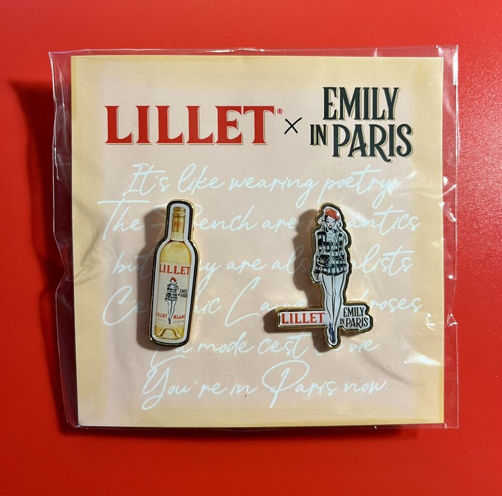 Lillet Blanc x Emily In Paris Enamel Lapel Hat Pin Set *Brand New In Package*