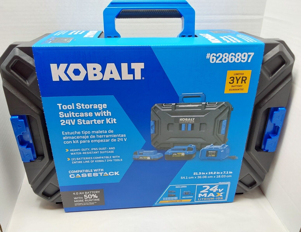 Kobalt Tool Storage Case 24V Starter Kit with 4AH & 2AH Battery. MSRP: $220 NEW!