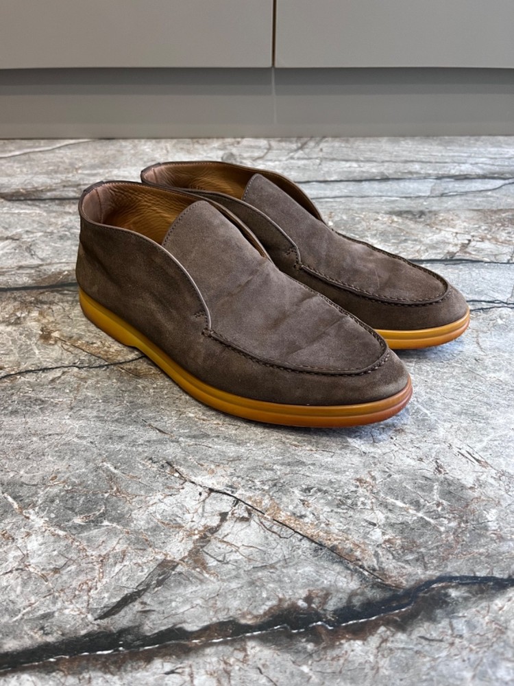 Loro Piana Brown Suede Open Walk Loafers Size 39 EU
