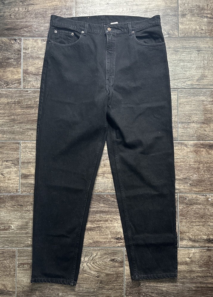 Vintage 90s Levis 550 Black Denim Jeans Men's 40x30 Relaxed Tapered Baggy