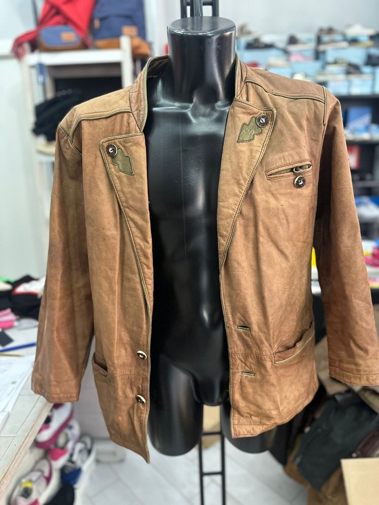 Vintage Distler Brown Leather Jacket for Men Size 52 LLV376
