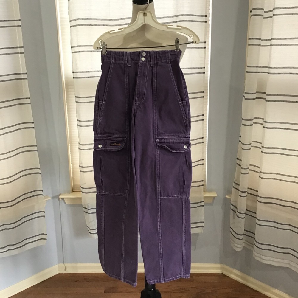 BDG Women Size 24 Purple Y2K Cargo Pants Baggy Skater Rave Low Rise Street wear