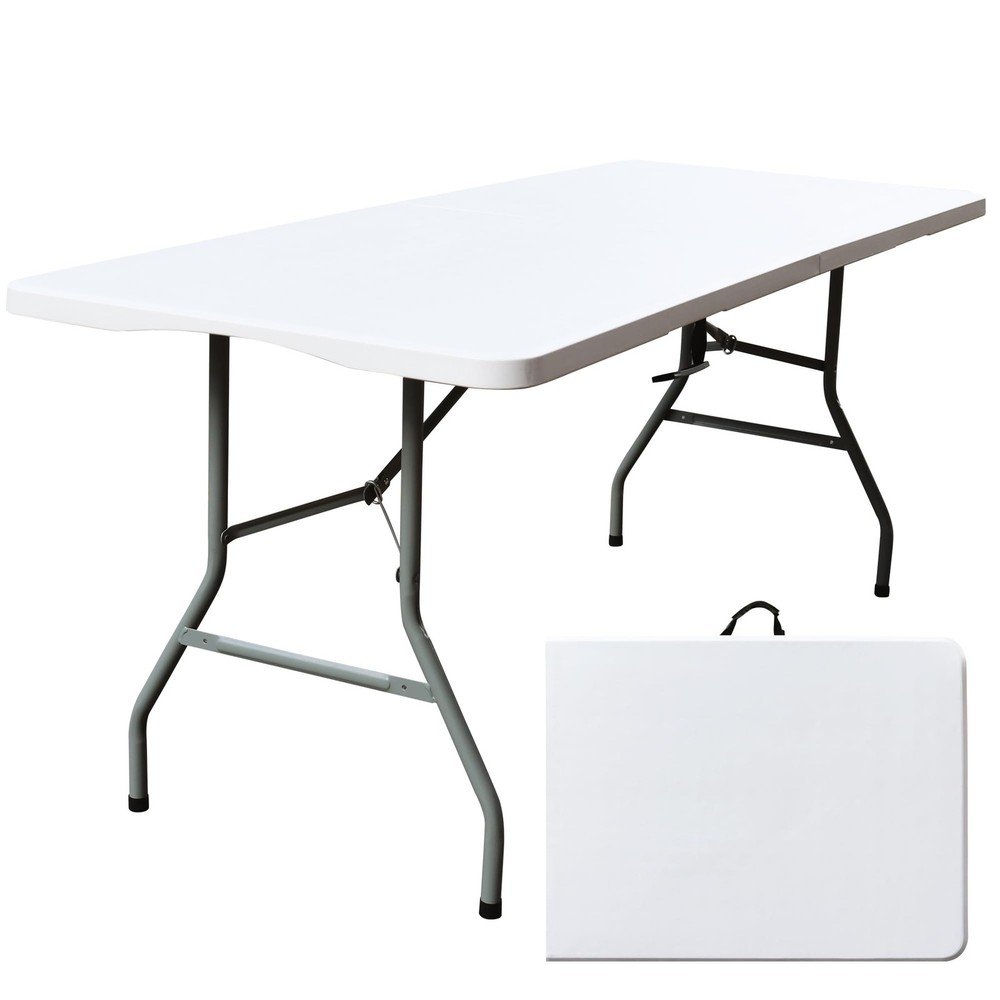 Foldable Table, Plastic 6FT Folding Table, Indoor Outdoor Protable Utility Ta...