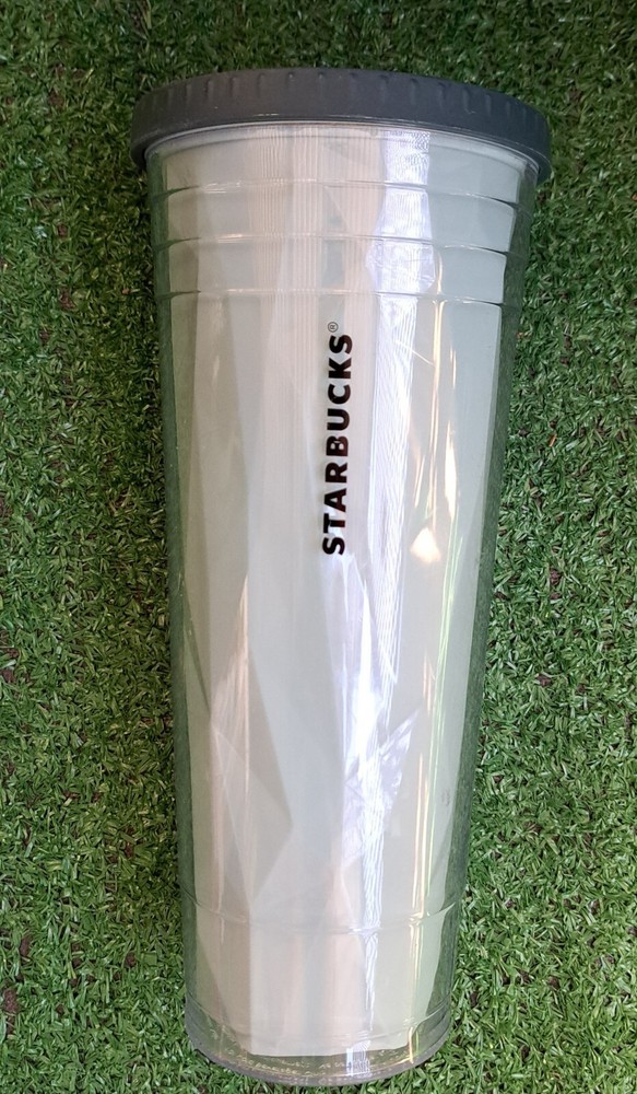 2012 Starbucks Chiseled Prism 24oz Tumbler Blue Gray Lid No Straw