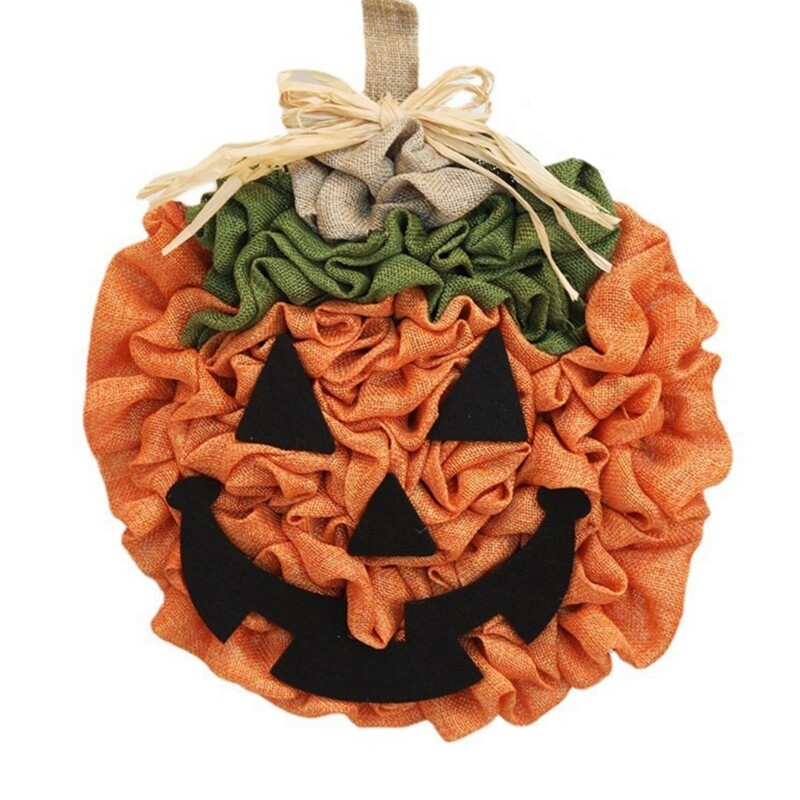 Pumpkin Wreath for Halloween Thanksgiving Front Door Decor Hanging Home Décor  