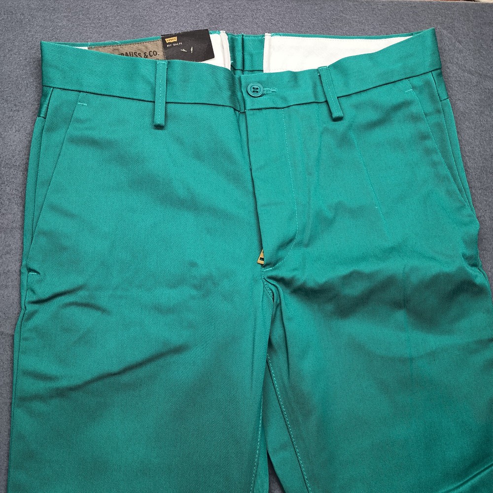 Levis 511 Mens Chinos 32x30 Slim Fit Pants Khakis Flat-Front Aqua Turquoise Teal