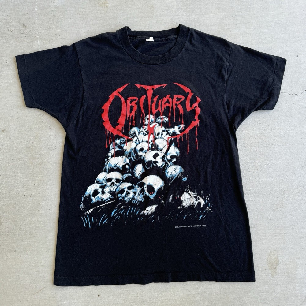 Vtg Obituary T Shirt Cause of Death Tour 1991 Skulls Sz M Death Metal USA RARE