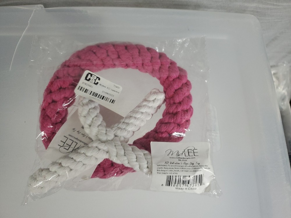 Midlee XO Valentine's Rope Dog Toy Chew Toy