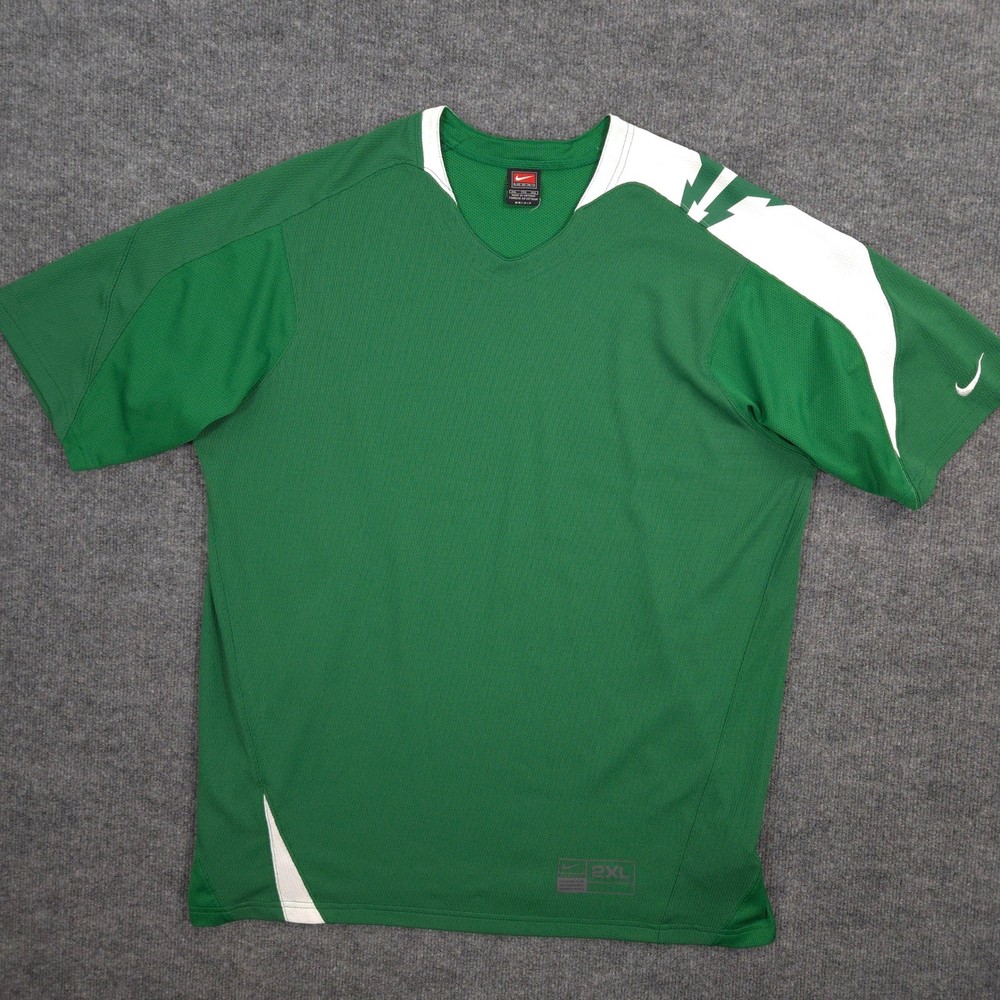 Vintage Nike Team Training Jersey Mens XXL Green White Athletic Soccer 90s Y2K