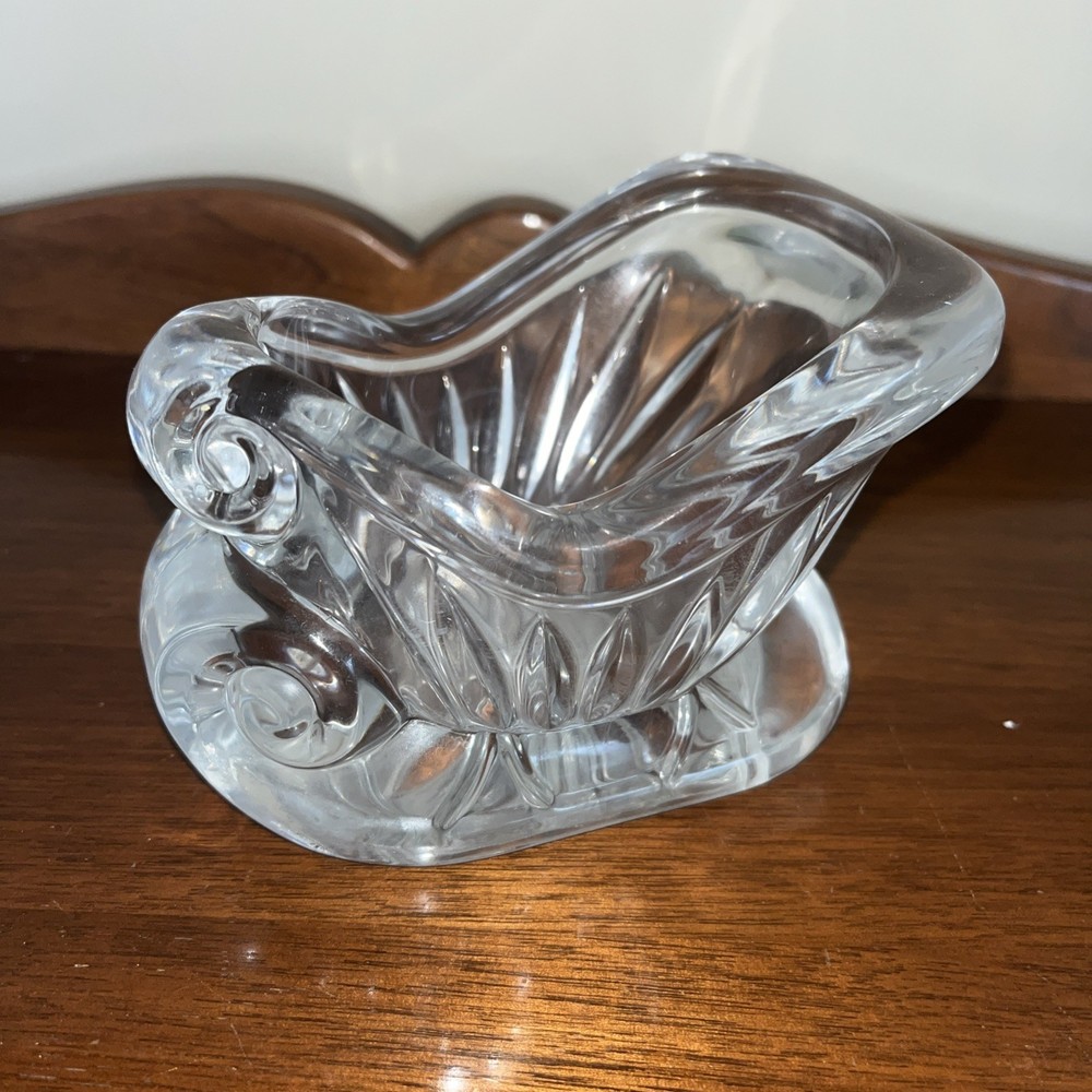 Vintage Santa Sleigh Lead Crystal Candy Dish St George Holiday Decor
