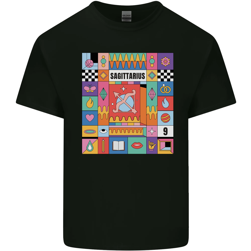 A Vibrant Sagittarius Star Sign Zodiac Mens Cotton T-Shirt Tee Top