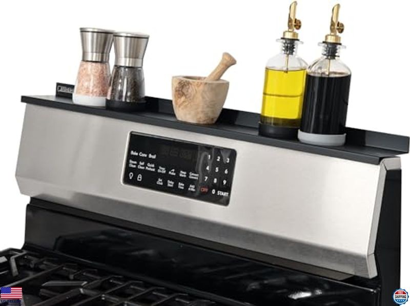 30-Inch Black Magnetic Spice Rack Organizer for Stove - No Drilling Needed